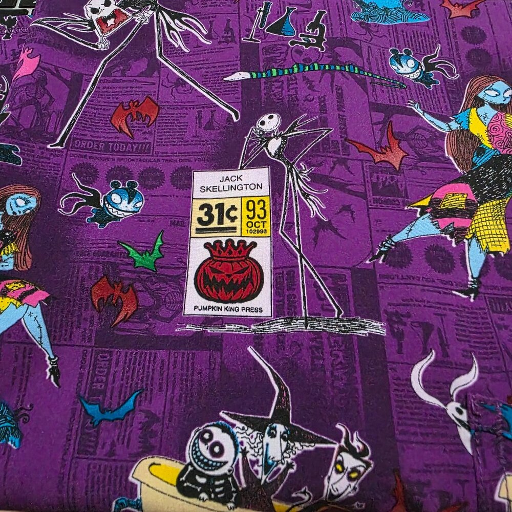 Disney The Nightmare Before Christmas V Neck Print Scrub Top Scrubstar Womens - Picture 2 of 8